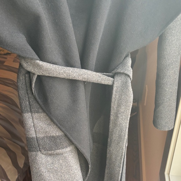 BCBGMaxAzria Two-Tone Shawl Collar Wrap Coat - Black & Charcoal - Picture 3 of 6